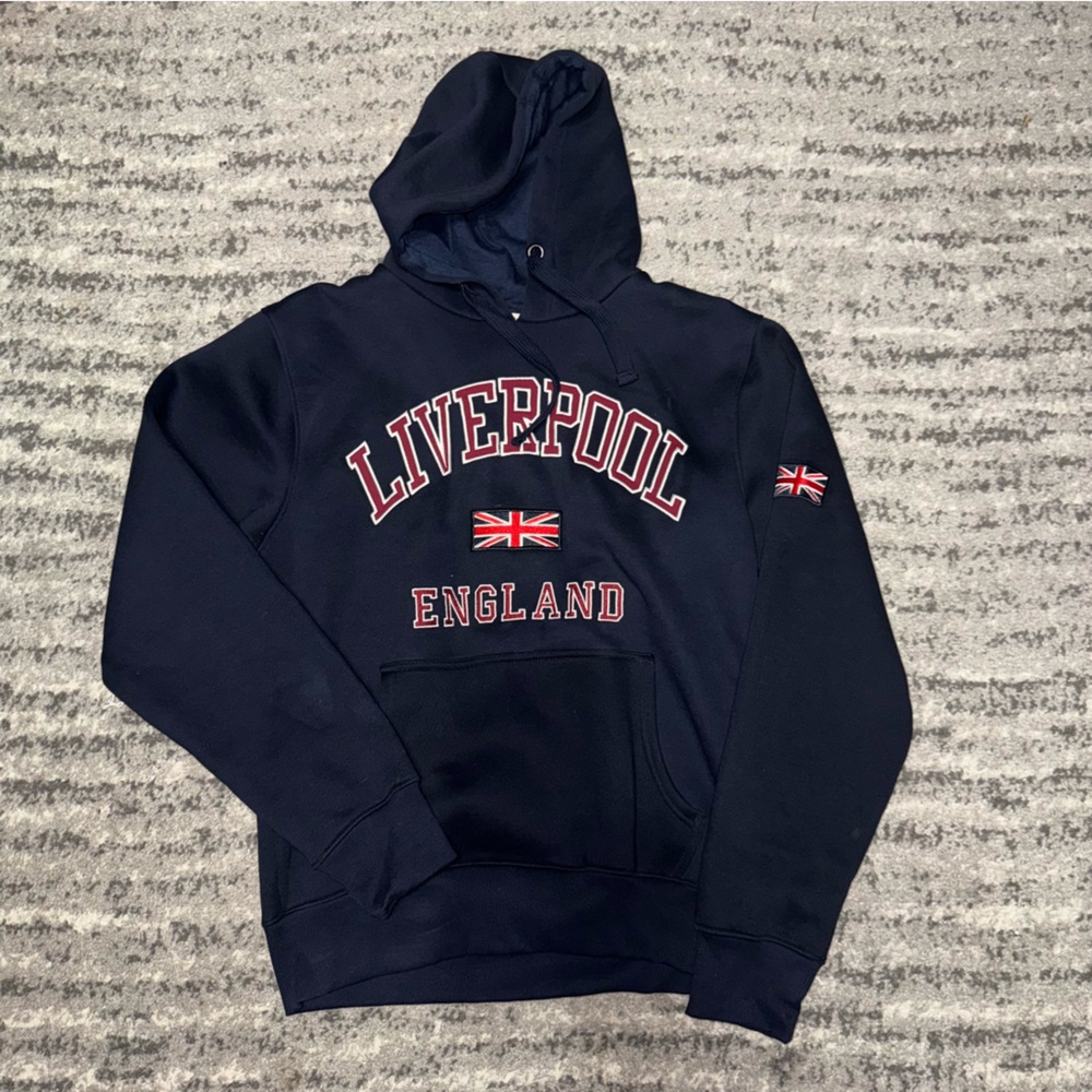 Liverpool Navy Blue Embroidered Hoodie